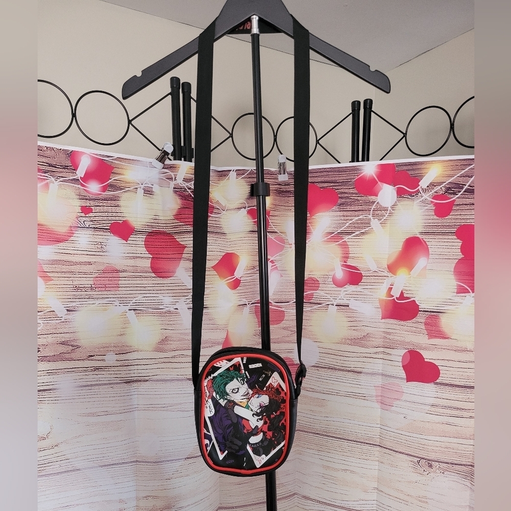 Harley Quinn & Joker  Crossbody Bag with Red and Black Design